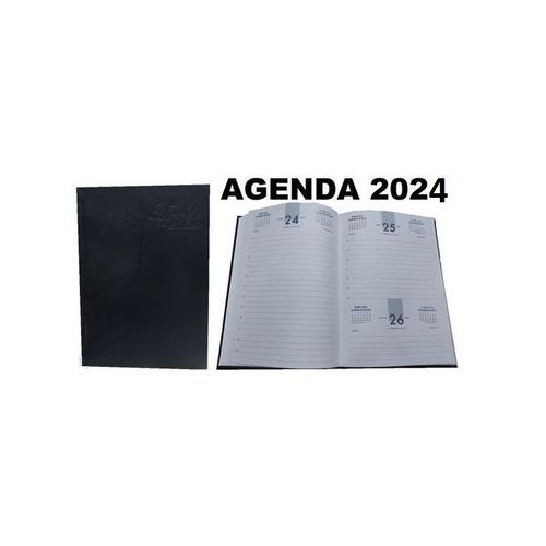 Generic Agenda Journalier Noir 2024 Bureau,Maison,Élégant,Papier  Blanc,Ruban marque-page à prix pas cher