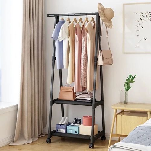 Generic Porte-vêtements amovible de chambre à coucher avec roulettes porte-manteau  et 2 étagères pour chaussures -blanc- à prix pas cher