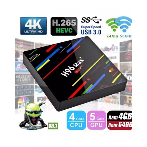 H96 H96 MAX PLUS 4G Ram  64G Rom Android 8.1Nougat TV Box  H96 MAX PLUS 12 MOIS IPTV