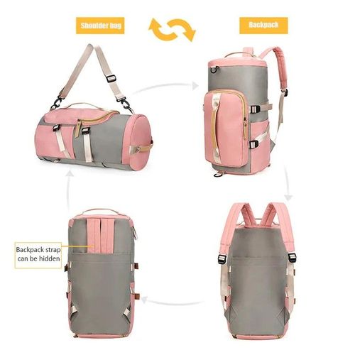 product_image_name-Generic-Sac de sport léger pour femme, sac de voyage, sac de week-end, avec compartiment à chaussures, idéal pour les voyages, le sport et la randonnée, rose.-2