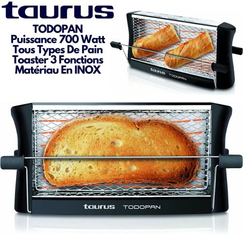 Taurus TODOPAN Toaster Vertical À 4 Tranches Grille Pain En INOX Tous Types  De Pain Avec 3 Fonctions 700W à prix pas cher