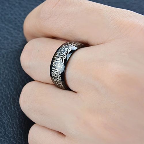 product_image_name-Generic-خاتم رجال و نساء إسلامي لون أسود غير قابل للصدأ الشهادة حلي موضة زينة-2