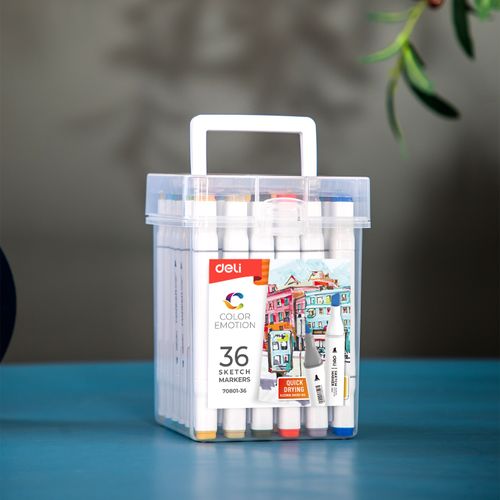 product_image_name-Deli-علبة من 36 قلم رسم دائم E70801-36 (رأس حربي 1.0 مم ورأس إزميل 7 مم)-4