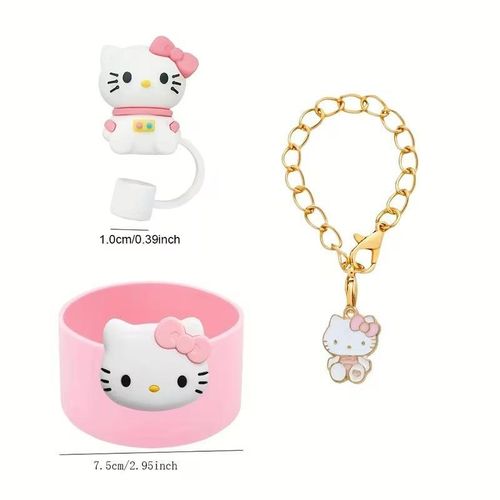 product_image_name-Generic-Kit 3 Accessoires Hello Kitty pour Gobelet – Bouchon + Housse Silicone + Porte-clés-2