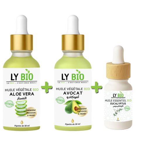 product_image_name-LY BIO-PACK HUILE ALOE VERA 50ml - PIPETTE + HUILE AVOCAT 50ml - PIPETTE + HUILE ESSENTIEL EUCALYPTUS 10ML-1