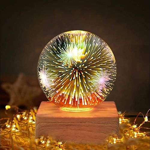 Generic Lampe de table boule en verre, lumière de nuit LED romantique, USB  à prix pas cher