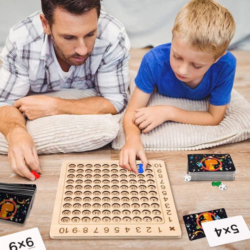 Jeu de société de multiplication, Fun Wooden Multiplication Board Game -  Jeux de société éducatifs pour les tout-petits de plus de 3 ans