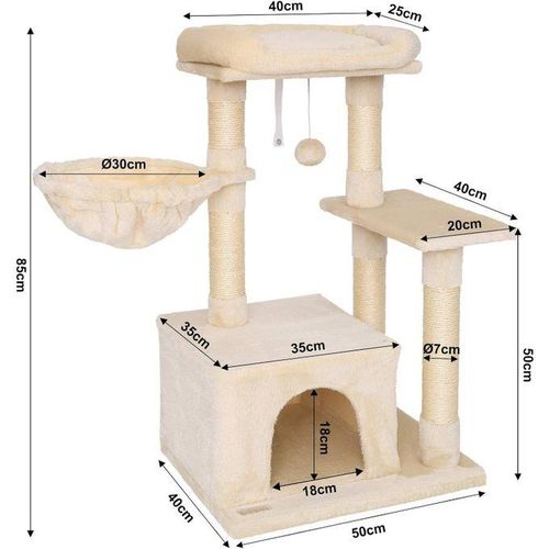 product_image_name-Generic- Arbre à Chat Arbre à Grimper griffoir pour Chat Hauteur 85 cm, Beige-2