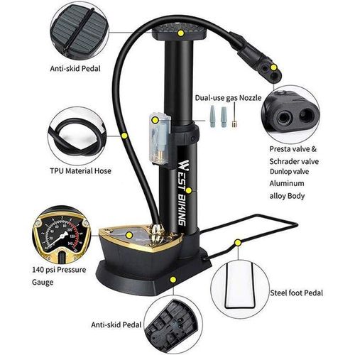 product_image_name-Generic-Mini Pompe à Pied Portable avec Manomètre – Gonfleur Multifonction-2