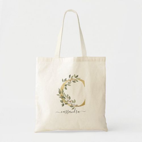 product_image_name-Generic-Tote bag letter "c" minimal green gold monograph Unique, haute qualité-2