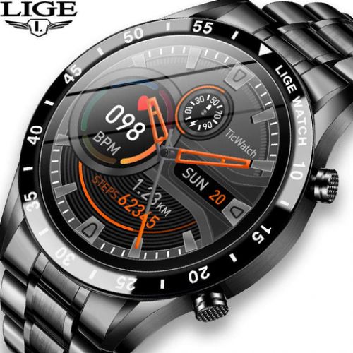 Lige SmartWatch pour Android iOS, Appels Bluetooth en Acier Inoxydable  Étanche +boite à prix pas cher