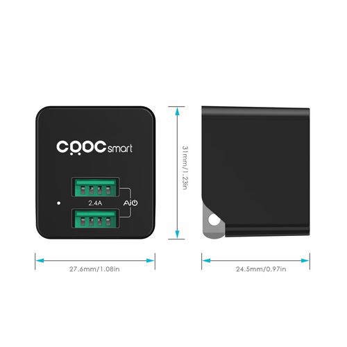 Crdc Chargeur + Adaptateur Secteur USB ULTRA COMPACT 2 Ports USB Universel pour iPhone ,Samsung...