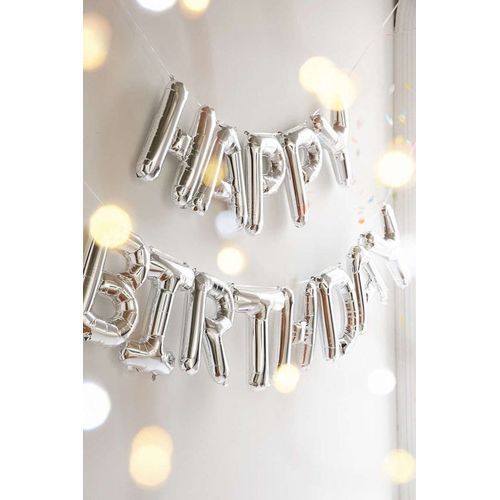 Ballon Aluminium Argent Joyeux Anniversaire