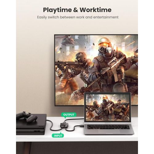 product_image_name-Ugreen-Commutateur HDMI 2 Ports pour Partager un Écran avec Deux Appareils – Sélection Facile par Bouton – Idéal pour Consoles PC et Lecteurs-2
