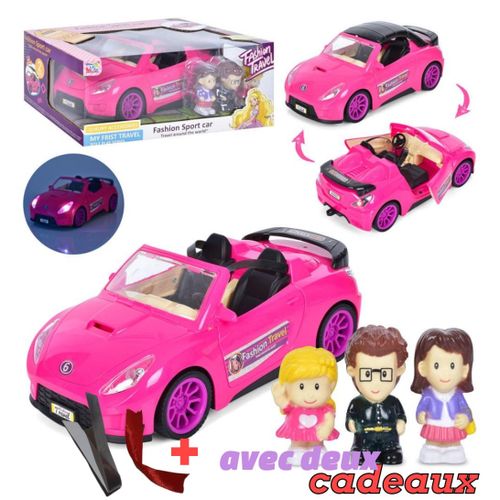 Generic Ensemble de jeu de voiture de poupée pour filles et 3 figurines  avec lumières et sons à prix pas cher