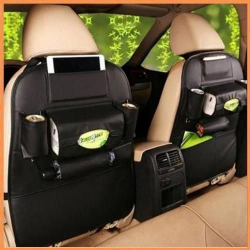 Organiseur de poche pour siège de voiture 18 x 12,5 cm, mini sac de  rangement en cuir polyuréthane pour rebord de fenêtre de porte de voiture,  plateau porte-stylo, bloc-notes (noir)