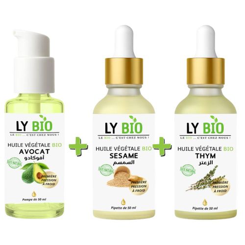 product_image_name-LY BIO-PACK HUILE AVOCAT 50ml - POMPE + HUILE SESAME 50ml - PIPETTE + HUILE THYM 50ML - PIPETTE-1
