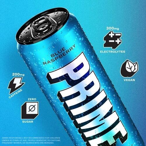 Prime Energy Drink, Blue Raspberry, 355ml - Made in Usa à prix pas cher