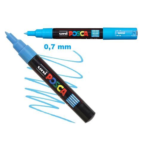 Posca Marqueur PC-1M Conique,Pointe Extra Fine 0,7mm,Bleu Claire.Toutes les  surfaces à prix pas cher