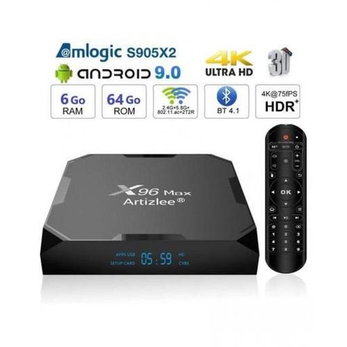X96 X96 MAX 4GB Ram  64GB Rom  Android 9  AVEC 12/24/36 MOIS ABONEMMENT IP-TV