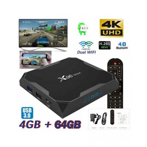 X96 X96 MAX 4GB Ram  64GB Rom  Android 9  AVEC 12/24/36 MOIS ABONEMMENT IP-TV