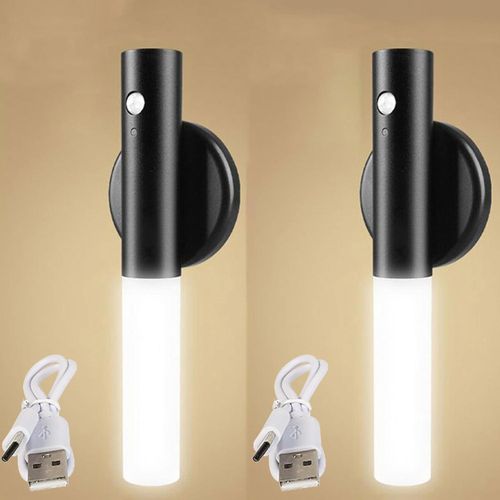 product_image_name-Generic-Pack Duo - 2 Appliques Murales LED Noires avec Capteur de Mouvement – Lampes Intérieures Sans Fil, Magnétiques, Rechargeables USB pour Escalier, Couloir & Chambre-1