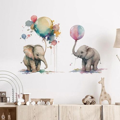 product_image_name-Generic-Autocollant Cartoon Elephant Balloon Wall Sticker Kids Room Background Decor-1