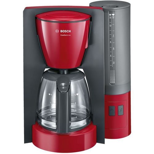 Bosch Machine à Café TKA6A044Confort Line ,Verseuse en Verre 1200 W, Rouge,1,25 L