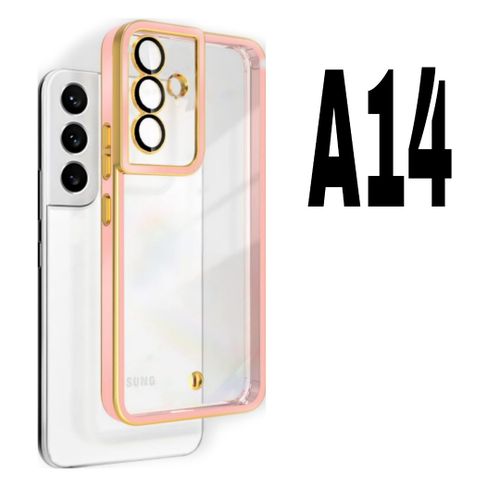 product_image_name-Cover-Coque Pochette pour Samsung A14 clear Qualité supérieure Gold/Rose-1