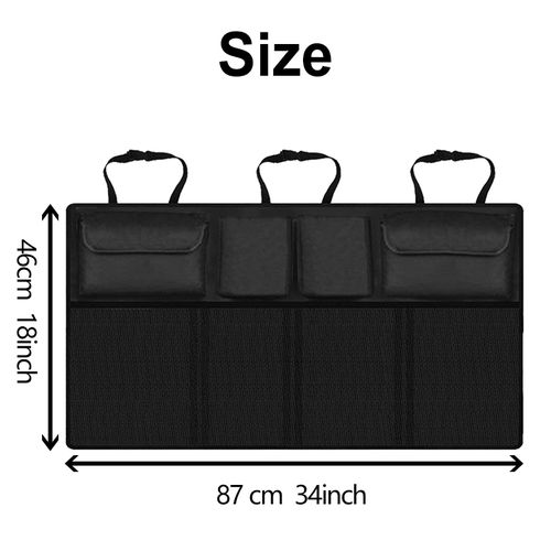 Sac de rangement arrière de siège de voiture en cuir PU filets de rangement  automatique, pochettes multiples pour téléphone, mouchoirs, bouteille d'eau  avec 2 supports de cintres - AliExpress