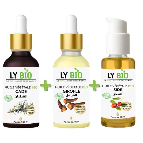 product_image_name-LY BIO-PACK HUILE CADE 50ML - PIPETTE + HUILE GIROFLE 50ML - PIPETTE + HUILE SIDR 50ML - POMPE-1