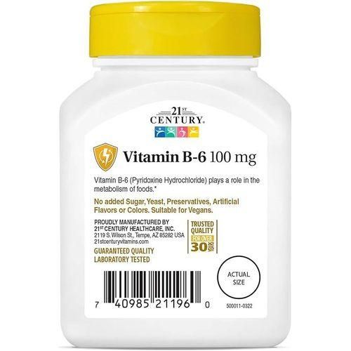 product_image_name-Century-21 Ceentury 21st  Vitamine B6 -- Sans Gluten - 100 mg - 110 comprimés (Soutien de l'énergie)-2