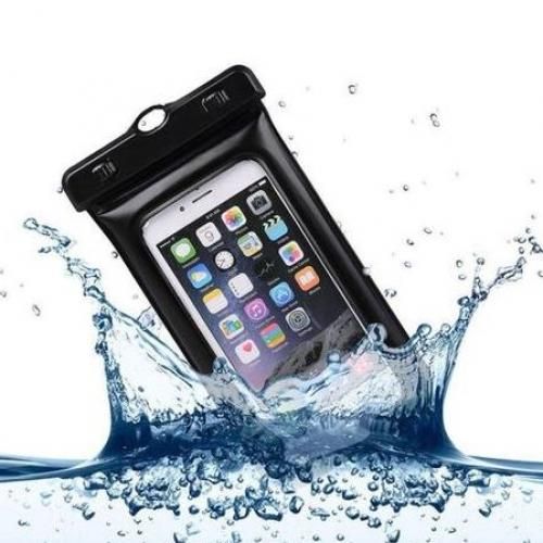 Pochette Téléphone Étanche, Housse Coque Universel Waterproof Case Bag Etui  Safe Water Pouch avec Corde pour Smartphone jusqu'à 6,5 Pouces, Noir