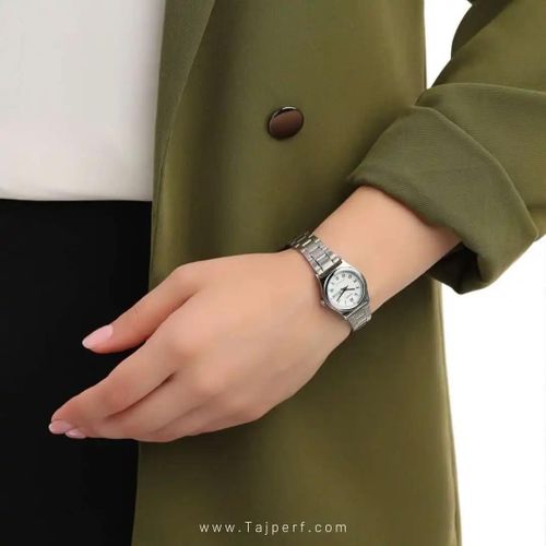 product_image_name-Casio-ساعة كلاسيكية فضية بمينا أبيض مع تاريخ اليوم/الشهر للنساء - مقاومة للماء - LTP-V006D-7B2-2