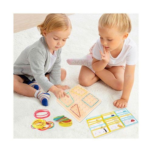 product_image_name-Generic-Planche Géométrique Montessori en Bois, Géoplan Éducatif pour Créer Diverses Formes, Parfait pour les Enfants-2