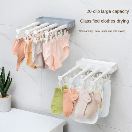 product_image_name-Generic-Séchoir à linge mural avec 20 clips de suspension pliable pour placard-5