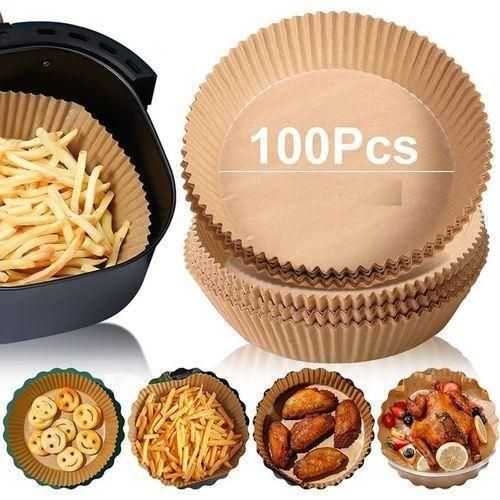 product_image_name-Generic-Un paquet de 100 feuilles de papier sulfurisé rondes prédécoupées pour friteuses à air chaud-1