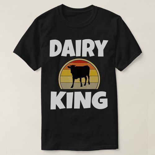 product_image_name-Generic-Funny Dairy King Bovins Farm Agriculture Retro T-shirt-3