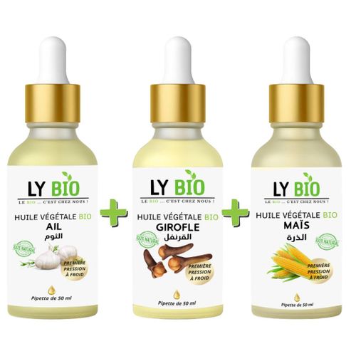 product_image_name-LY BIO-PACK HUILE AIL 50ML - PIPETTE + HUILE GIROFLE 50ML - PIPETTE + HUILE MAIS 50ML - PIPETTE-1