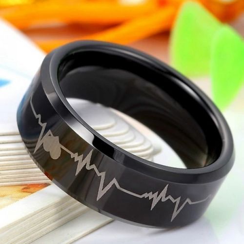 Generic BAGUE TUNGSTENE NOIR UNISEX BATTEMENT DE COEUR a prix pas cher Jumia Maroc
