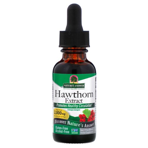 product_image_name-Nature'S Answer-Aubépine Hawthorn Extract Alcohol-Free 2,000 mg, 1 fl oz (30 ml) soutient l'humeur, le calme et une bonne tension-1