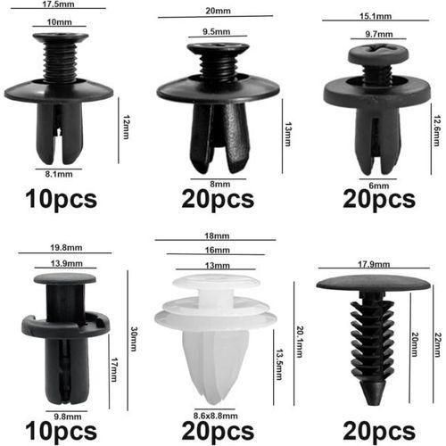 product_image_name-Generic-Matériau: plastique couleur: noir/blanc Emballage inclus: 1 x 100 pièces ensemble de retenue de type poussoir automobile (6 tailles différentes) Taille: 6 tailles différentes-4