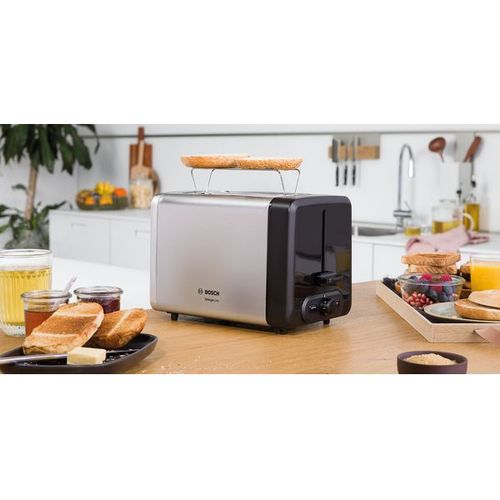 Bosch Toaster Grill pain DesignLine acier inoxydable fonction réchauffage  et décongélation T° réglable à prix pas cher