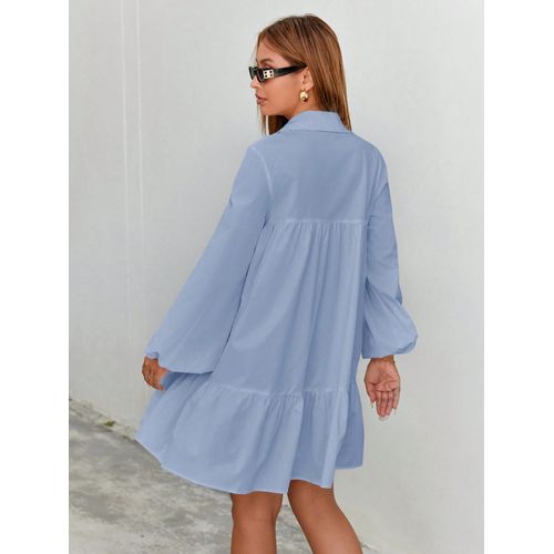 product_image_name-Generic-Robe chemise bleu à manches ballon -5