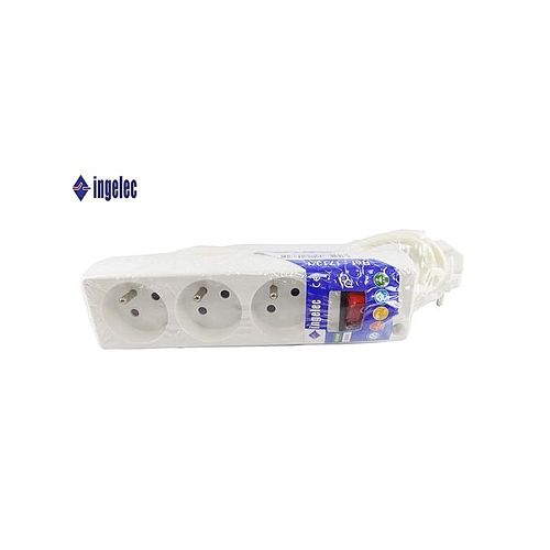 Bloc multiprises 6 prises blanc avec interrupteur INGELEC 3m