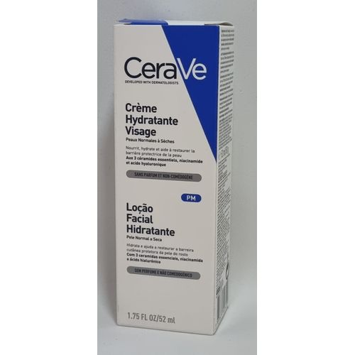 CeraVe Crème Hydratante Visage Peaux Normales à Sèches – 52ml