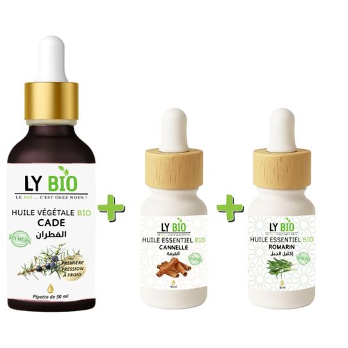 product_image_name-LY BIO-PACK HUILE CADE 50ML - PIPETTE + HUILE ESSENTIEL CANNELLE 10ML + HUILE ESSENTIEL ROMARIN 10ML-1