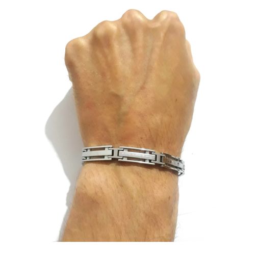 product_image_name-Generic-Bracelet En Acier Inoxydable Argenté Unisex Reglable-4
