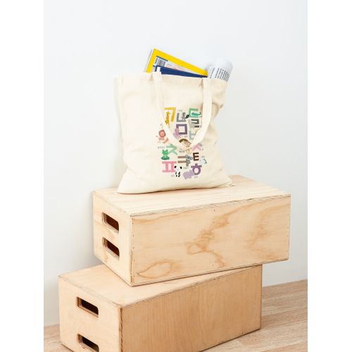 product_image_name-Generic-Korean Alphabet, Learning Hangul, Handdrawn Animal Illustrations - Tote Bag Sac-3