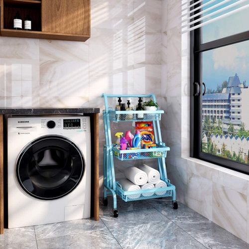 product_image_name-Generic-عربة تخزين بثلاث طبقات بعجلات – رف معدني متعدد الاستخدامات للمطبخ والحمام والمكتب ارتفاع 95 سم – لون أزرق-5